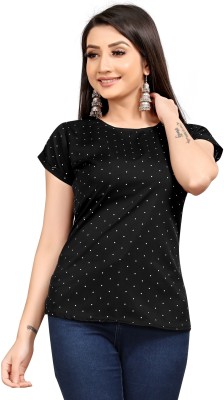 FABTOWN Casual Printed Women Black, White Top