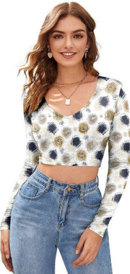 Alekya Casual Printed Women White Top