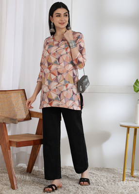 DSK STUDIO Women Geometric Print Tunic Kurta(Multicolor)
