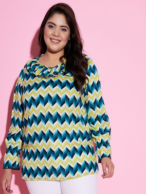 Austivo Casual Chevron/Zig Zag Women Multicolor Top