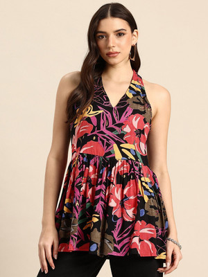 METRONAUT Casual Floral Print Women Black, Multicolor Top