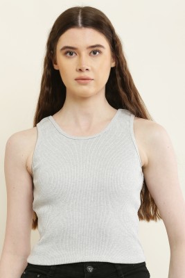 Style Creation Casual Solid Women Grey Top