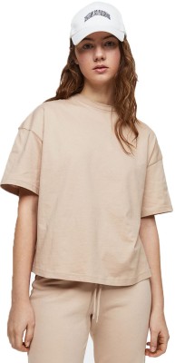 Besick Casual Solid Women Beige Top