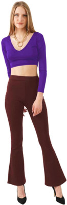 THE BLAZZE Casual Solid Women Purple Top