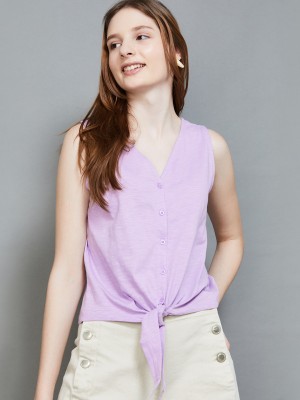 Fame Forever by Lifestyle Casual Solid Women Purple Top