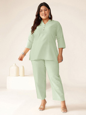 Janasya Casual Solid Women Green Top