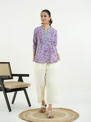 Goodhand Casual Printed Women Purple Top