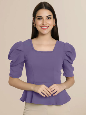 Mast & Harbour Casual Self Design Women Purple Top