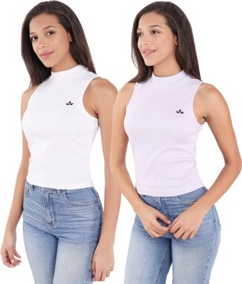 RiverHill Casual Solid Women White, Purple Top