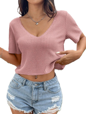 Zilcon Party Self Design Women Pink Top