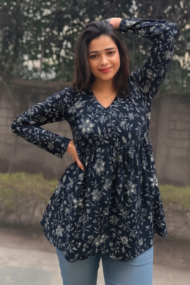 CLANGER Casual Printed Women Blue Top