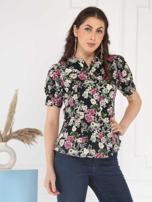 Phalodi Creation Casual Floral Print Women Brown Top