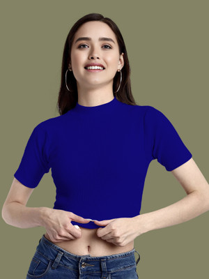 Dream Beauty Fashion Casual Solid Women Blue Top