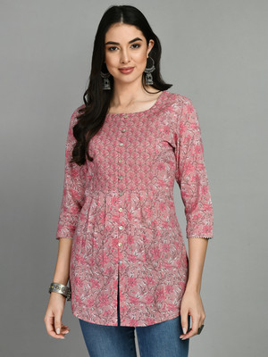 Meesan Casual Printed Women Pink Top