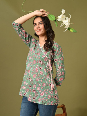 Sangria Casual Printed Women Green Top
