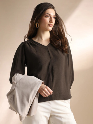 Globus Formal Solid Women Brown Top