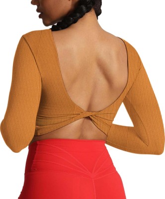 jovo Casual Solid Women Orange Top