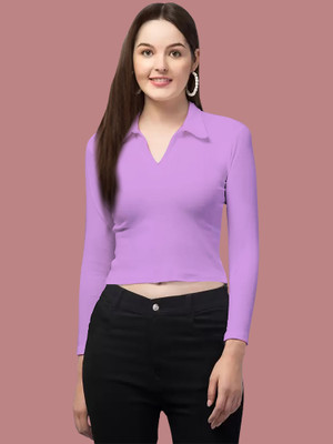 Kashonaa Casual Solid Women Purple Top