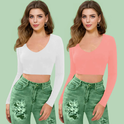 Kashonaa Casual Solid Women Pink Top