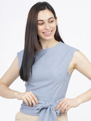 Tokyo Talkies Casual Solid Women Blue Top