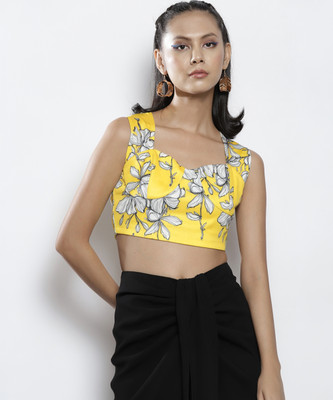 SASSAFRAS Casual Printed Women Yellow Top