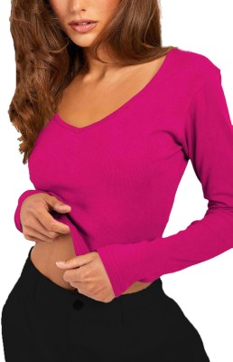 THE BLAZZE Casual Solid Women Pink Top