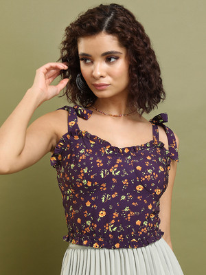 Tokyo Talkies Casual Printed Women Purple, Light Green, Orange Top