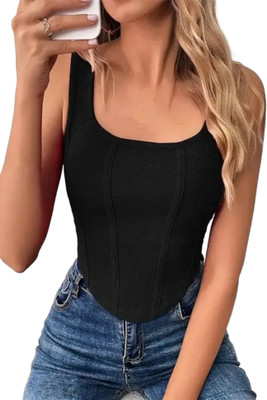 DEALZONE Casual Solid Women Black Top