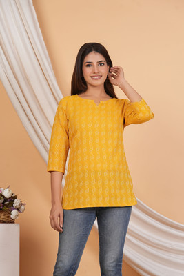 LABANIYA Casual Printed Women Yellow Top