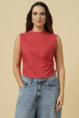 Allen Solly Casual Solid Women Red Top