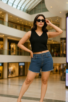 EKASYA Casual Solid Women Black Top