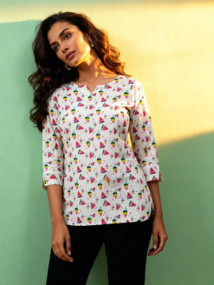 Divine Tatva Casual Printed, Floral Print, Ethnic Motifs Women Multicolor Top
