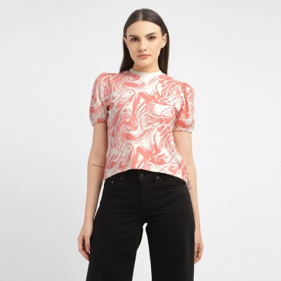 LEVI'S Casual Printed Women White, Pink Top