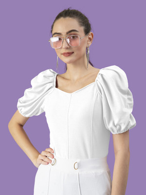 Kashonaa Casual Solid Women White Top