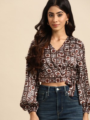 all about you Casual Printed Women Brown Top
