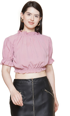 Jakanary Casual Solid Women Pink Top