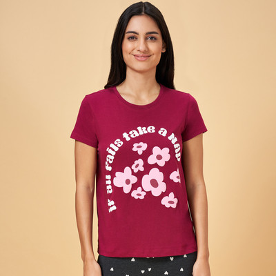Dreamz by Pantaloons Casual Printed Women Maroon Top