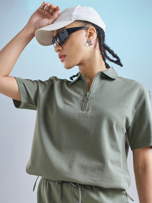 Tokyo Talkies Casual Solid Women Green Top