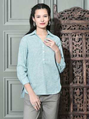 FUTURO Casual Solid Women Blue Top