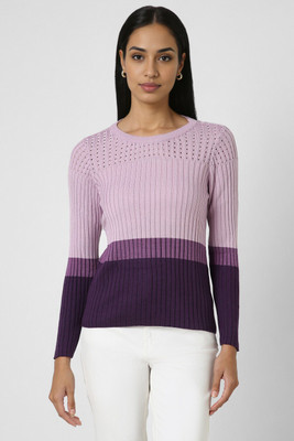 VAN HEUSEN Casual Self Design Women Purple Top