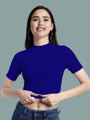 Dream Beauty Fashion Casual Solid Women Blue Top