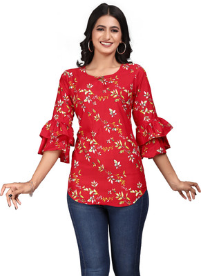 HEMANG FASHION Casual Floral Print Women Red Top