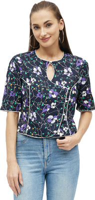 KIBO Casual Printed Women Blue Top