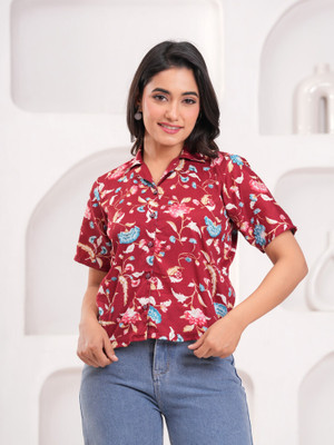 Labhanshi Creation Casual Printed Women Maroon Top
