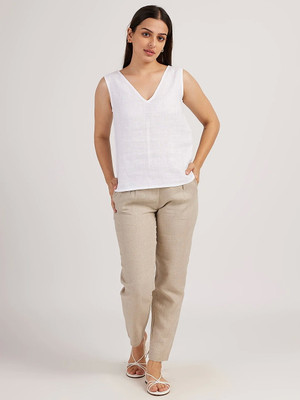 ELEPANTS Casual Solid Women White Top