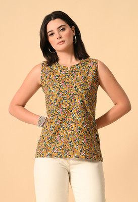 SANTOLIYA Casual Printed Women Yellow Top