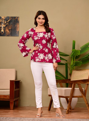 GOVIND G Casual Printed Women Pink, White Top