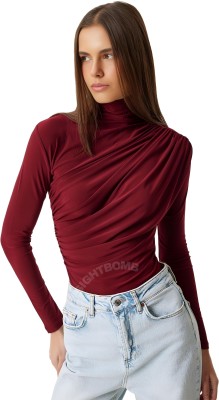 SIGHTBOMB Party Solid Women Maroon Top