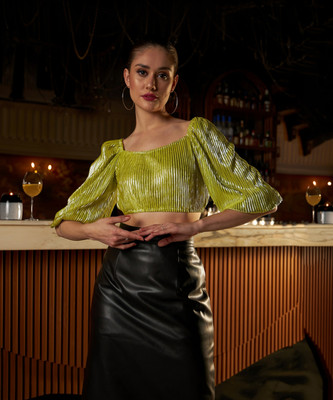 ATHENA Casual Printed Women Green Top
