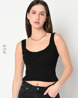 I Saw It First Casual Self Design Women Black Top